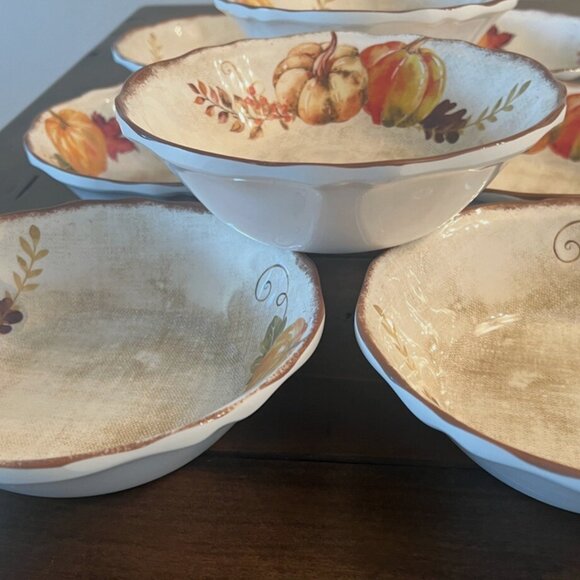 Rachel Ashwell Fall Harvest Pumpkins 6 Melamine Bowls  - salad / soup bowls. - Picture 2 of 3